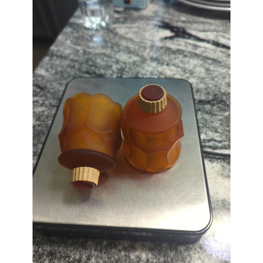 3 Vintage Faroy Amber Frosted Tulip Candle Cups With Pegs
